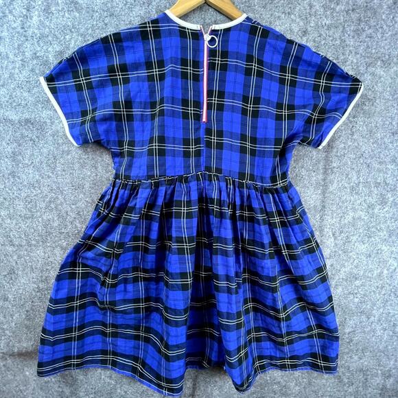 Rudie Babydoll Dress Blue Small Plaid Ringer Playful Twirl Whimsical Schoolgirl - Picture 2 of 7